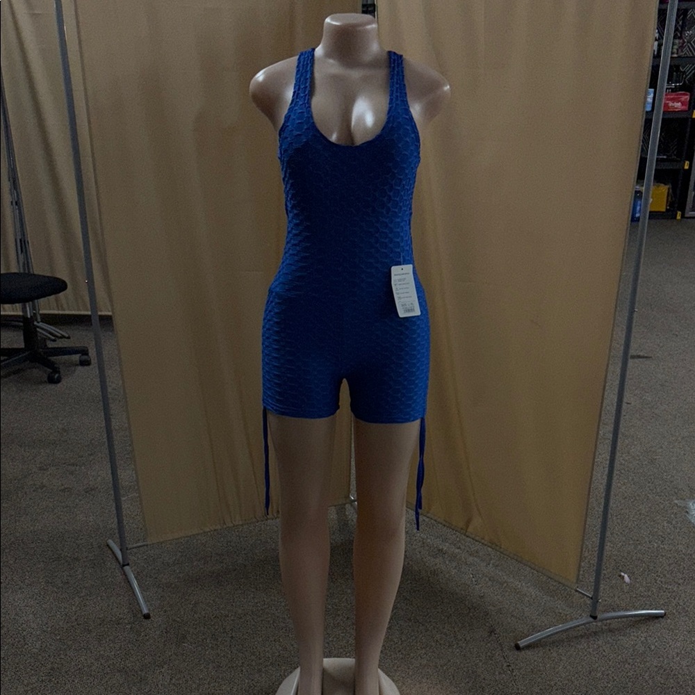 Blue women’s textured romper